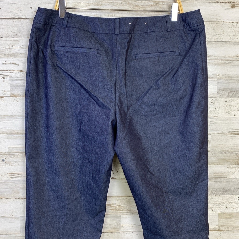 Merona Pants  Women 16 Navy Blue Chambray High Rise Ankle Fit Career Casual - Picture 4 of 9